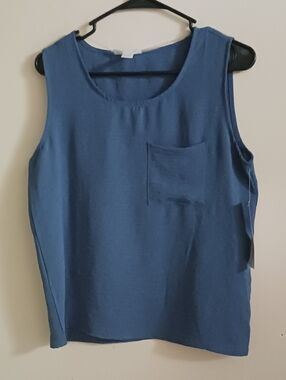 just be Blue Sleeveless Pocket Tank Top Medium A-37